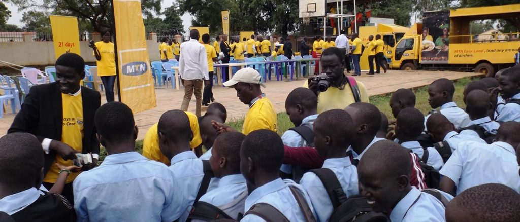MTN staff distributes water purification tablets